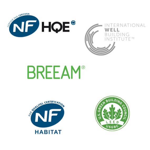 Certifications HQE BREEAM WELL LEED